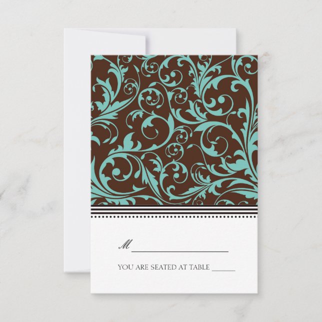 Tarjeta plegable plegable azul y marrón para lugar (Anverso)