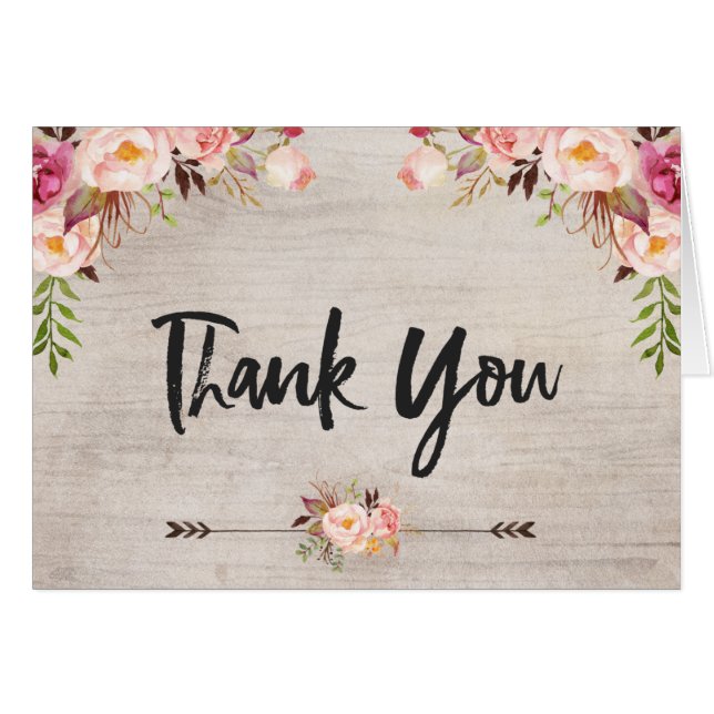 Tarjeta plegable Rustic Floral Boho (Anverso (Horizontal))