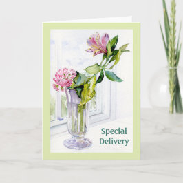 Tarjeta plegada 5x7 para flores de alstromería