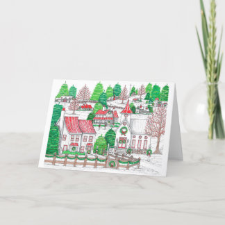 Tarjeta plegada 5x7 para navidades Village