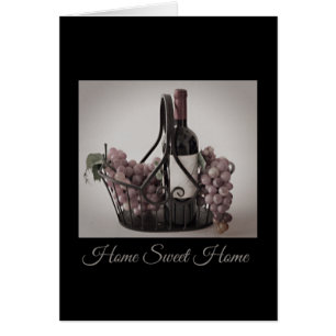 Tarjeta plegada Cesta en blanco de vino y uva HSH