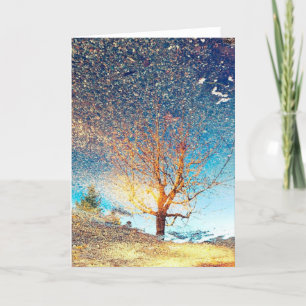 Tarjeta plegada de 5"x7" Puddle de árbol de cer