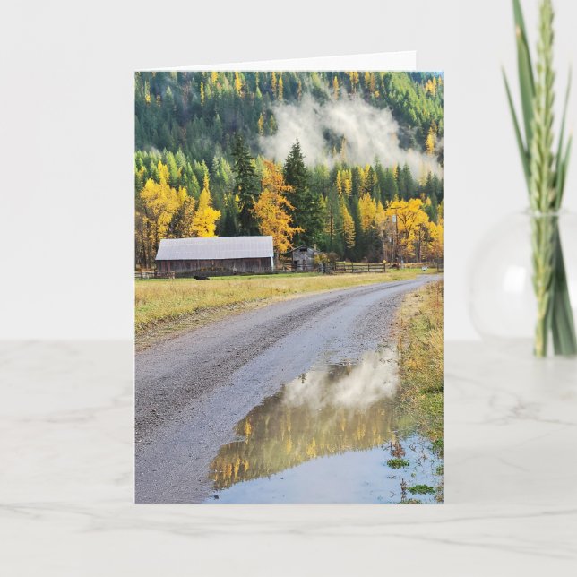 Tarjeta plegada de 5"x7" || Sunny Fall Puddle (Anverso)