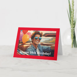 Tarjeta plegada de 5" x 7" para 16 cumpleaños de u