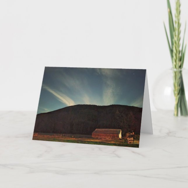 Tarjeta plegada de 7"x5" || Moonrise 2 Red Barn (Anverso)