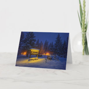 Tarjeta plegada de 7" x 5"   Escena nocturna B&B