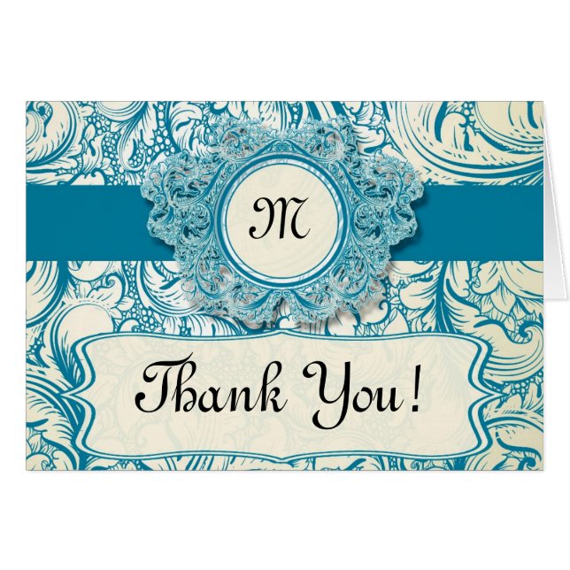 Tarjeta plegada de agradecimiento cinta de filigra (Anverso (Horizontal))