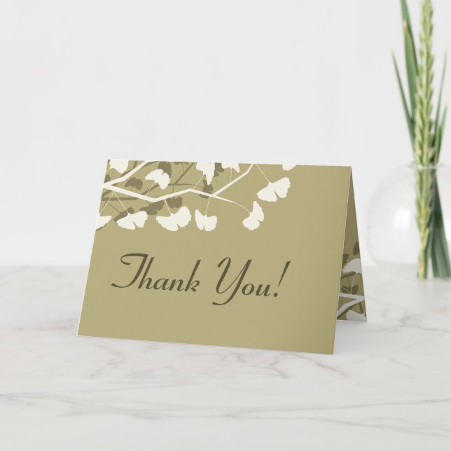 Tarjeta plegada de agradecimiento Hojas de Ginkgo  (Anverso)