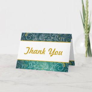 Tarjeta plegada de agradecimiento Verde azulada/am