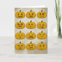 Tarjeta plegada de calabazas de Halloween antiguas