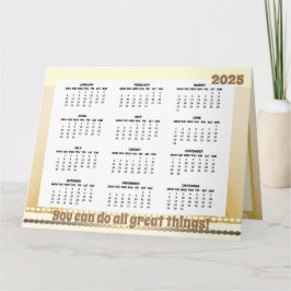 Tarjeta plegada de calendario simple y simple 2025