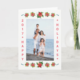 Tarjeta plegada de color de agua de poinsettia-ver