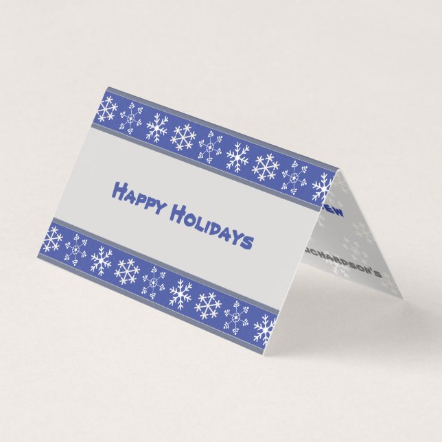 Tarjeta plegada de copo de nieve azul y blanco #Ho (Anverso)