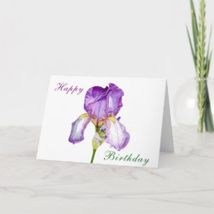 Tarjeta plegada de cumpleaños de iris morado de co