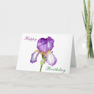 Tarjeta plegada de cumpleaños de iris morado de co