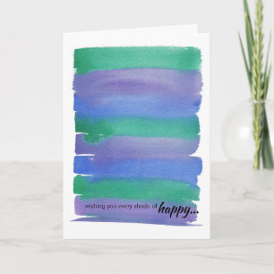 Tarjeta plegada de cumpleaños Green+Blue Watercolo