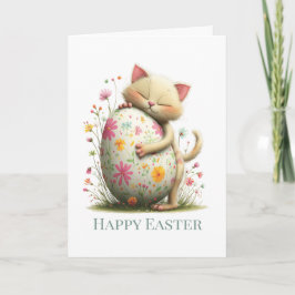 Tarjeta plegada de gatito de Pascua linda personal