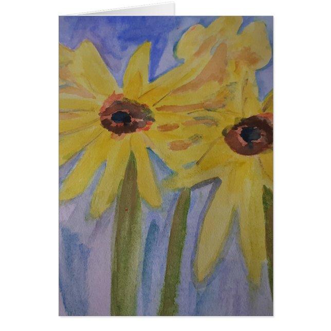 Tarjeta plegada de girasoles amarillos (Frente)