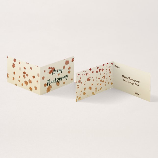 Tarjeta plegada de hojas de arce de Acción de Grac (Interior y exterior)