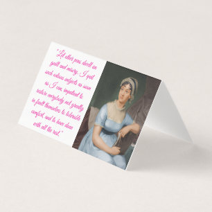 Tarjeta plegada de Jane Austen con cita (rosa)