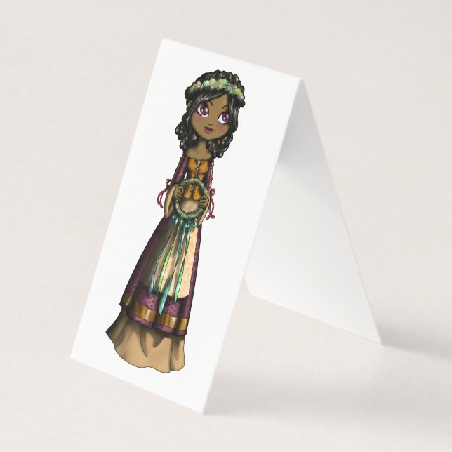 Tarjeta plegada de la empleada de flores (Anverso)