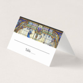 Tarjeta plegada de la mesa de plumas de pavo real