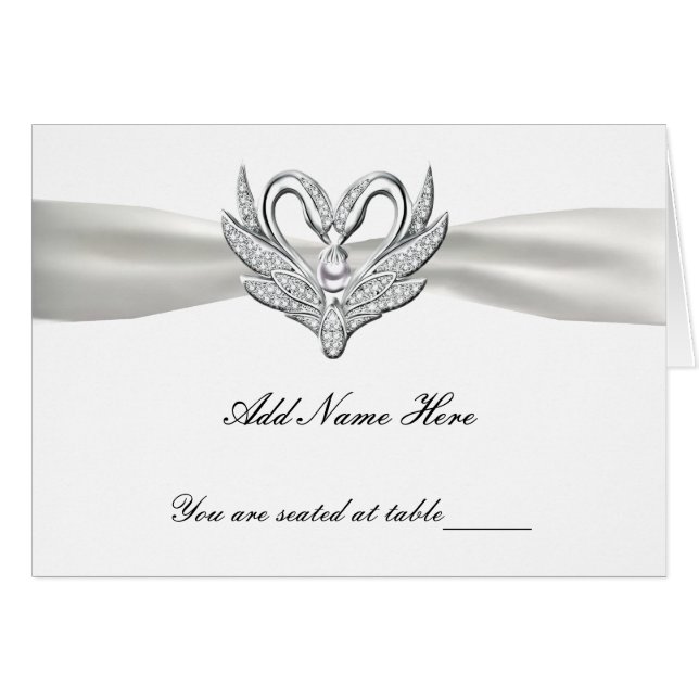 Tarjeta plegada de mesa para los cisnes plateados  (Anverso (Horizontal))