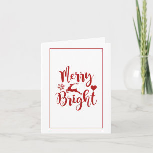 Tarjeta plegada de Navidad floral roja alegre