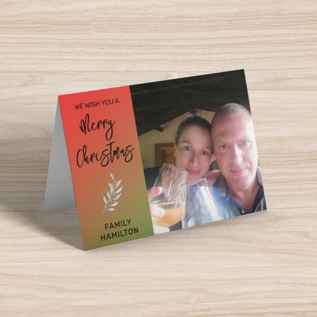 Tarjeta plegada de Navidades de la familia fotográ (Subido por el creador)