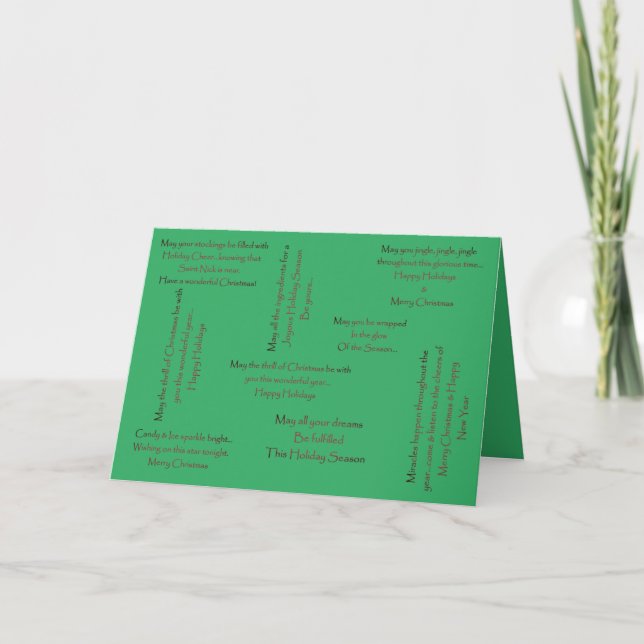 Tarjeta plegada de navidades Fancy Verse Green Fan (Anverso)