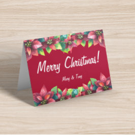 Tarjeta plegada de navidades Poinsettia