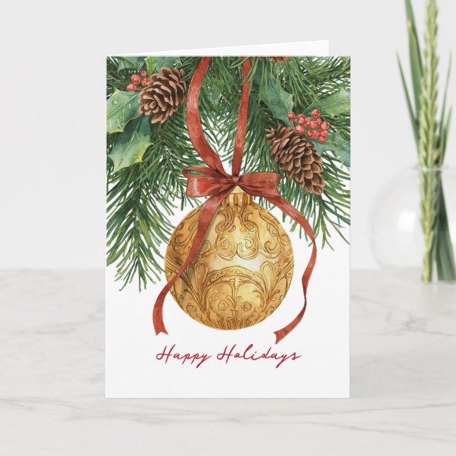 Tarjeta plegada de ornamento de árbol de Navidad (Anverso)