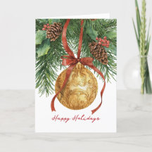 Tarjeta plegada de ornamento de árbol de Navidad