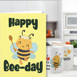 Tarjeta plegada de patrón de abejorro Cute Cute Bu
