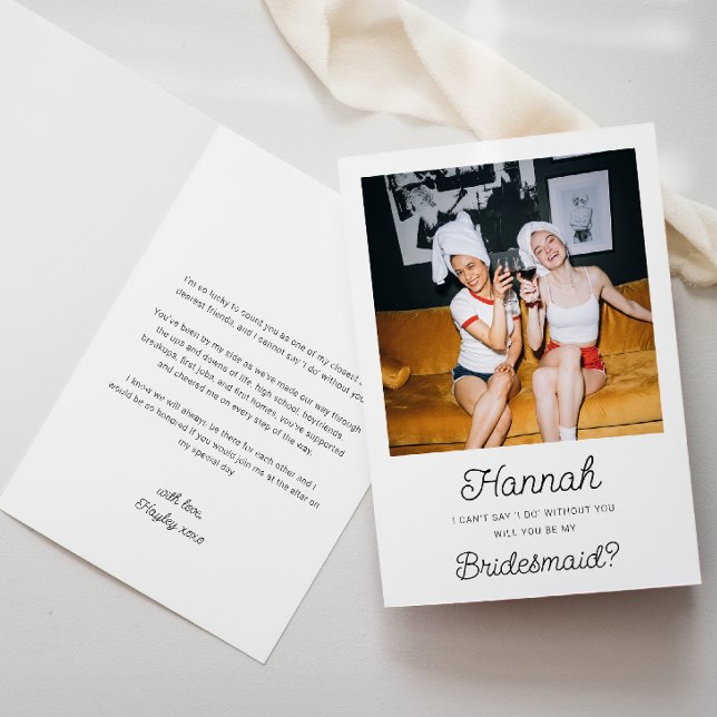 Tarjeta Plegada de Propuesta de Dama de Honor con  (Bridesmaid Proposal Card Photo)