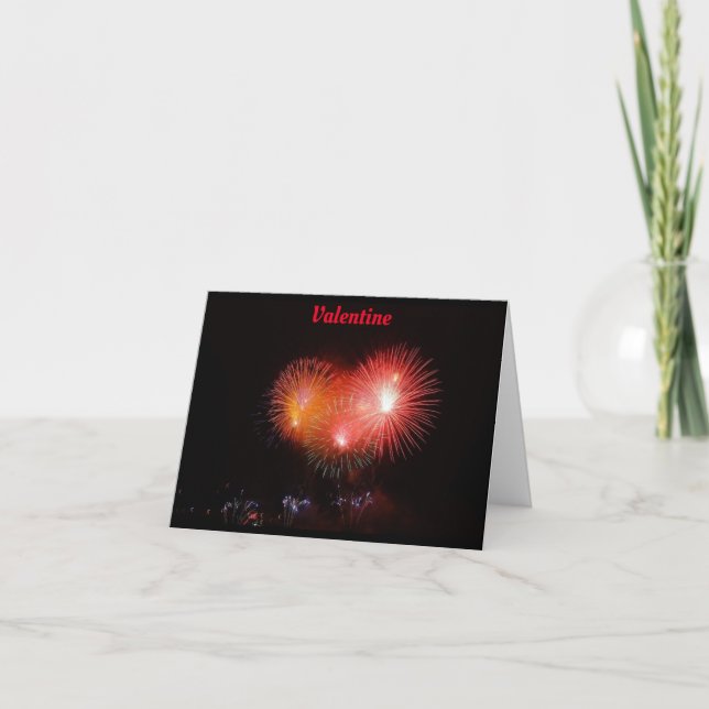 Tarjeta plegada de San Valentín de fuegos artifici (Anverso)