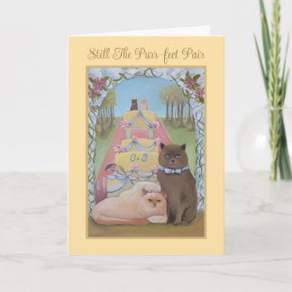 Tarjeta plegada de tema del gato del aniversario d