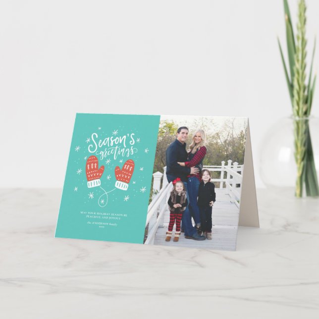 Tarjeta plegada de vacaciones para Navidades Hygge (Anverso)