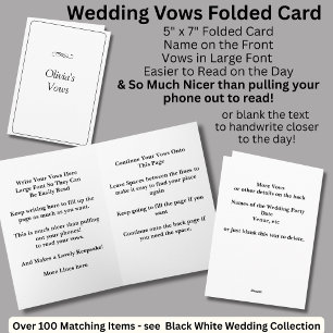 Tarjeta Plegada de Votos de Boda Blanco Negro