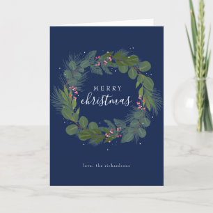 Tarjeta plegada de Wreath festiva sin foto para na