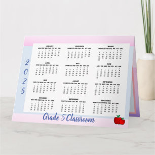 Tarjeta plegada del calendario Apple 2025 del prof