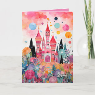 Tarjeta plegada del castillo de la princesa mágica