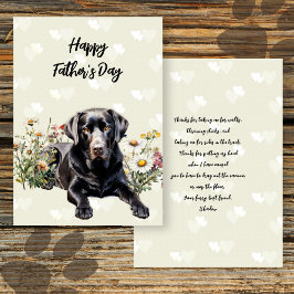 Tarjeta plegada del mensaje Black Lab Fathers Day