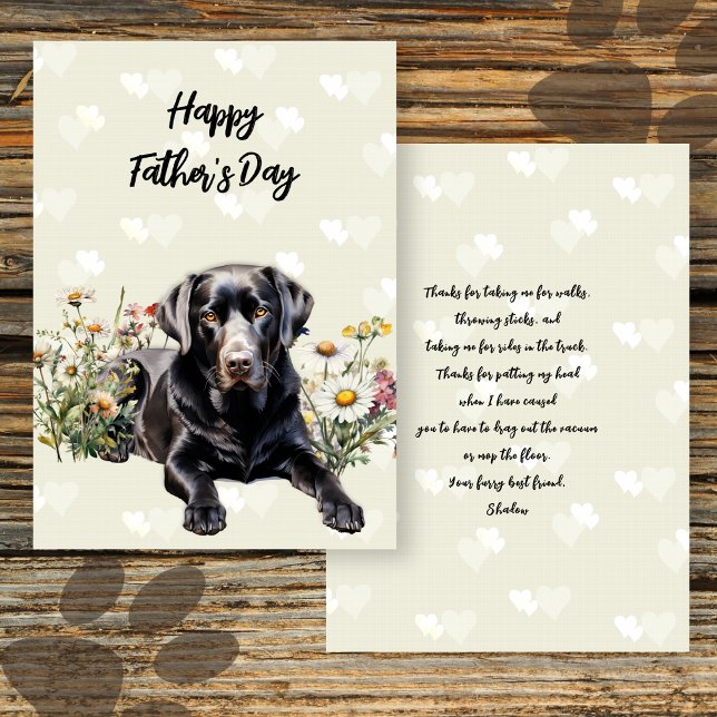 Tarjeta plegada del mensaje Black Lab Fathers Day (Subido por el creador)