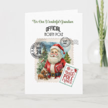 Tarjeta plegada del Santa Claus vintage del Polo N