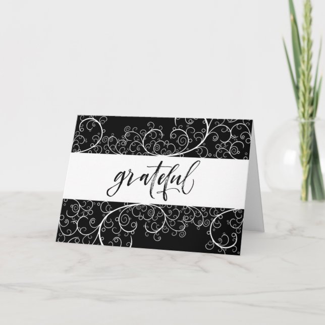 Tarjeta plegada en blanco "tan agradecida" (Anverso)