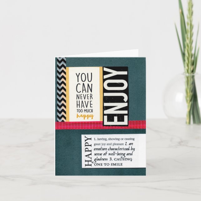 Tarjeta plegada feliz 4"x5.6" (Anverso)