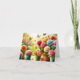 Tarjeta plegada floral de flor encantada