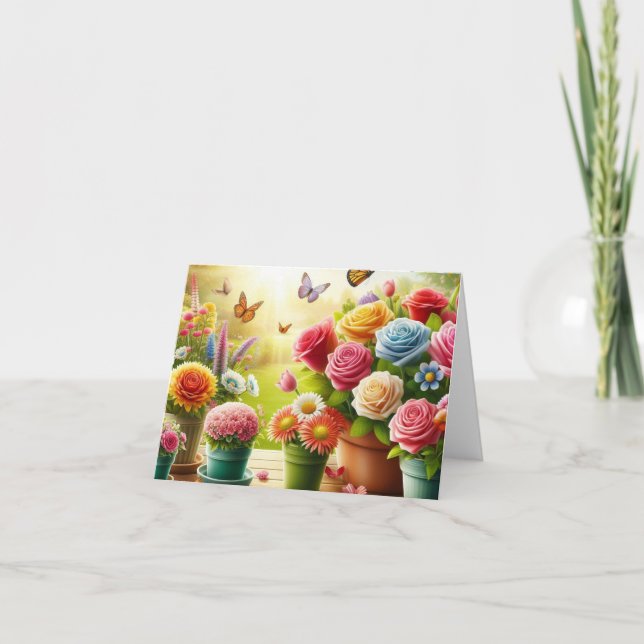 Tarjeta plegada floral de flor encantada (Anverso)