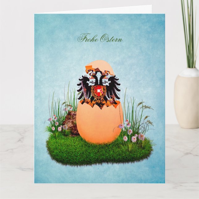 Tarjeta plegada "Frohe Ostern" Habsburg (Anverso)
